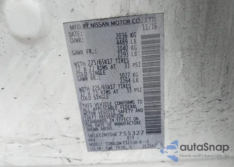 2017 Nissan Rogue Sv из США, поврежденный, VIN 5N1AT2MT0HC755327